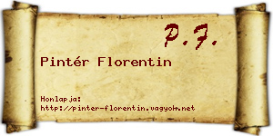 Pintér Florentin névjegykártya